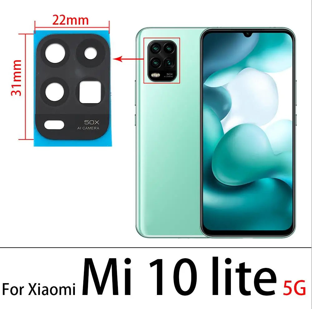 2Pcs Camera Glass For Xiaomi Mi 9 Lite Se Mi10 11 10T Pro Note 10 Lite Poco X3 F3 9C Rear Back Camera glass Lens With Adhesive Xiaomi  Xiao mi phone repair parts