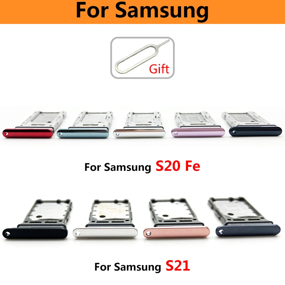 New For Samsung S21 S20 Plus Ultra Fe Dual SIM Card Slot SD Card Tray Holder Adapter Replacement Spare Parts Samsung phone repair parts