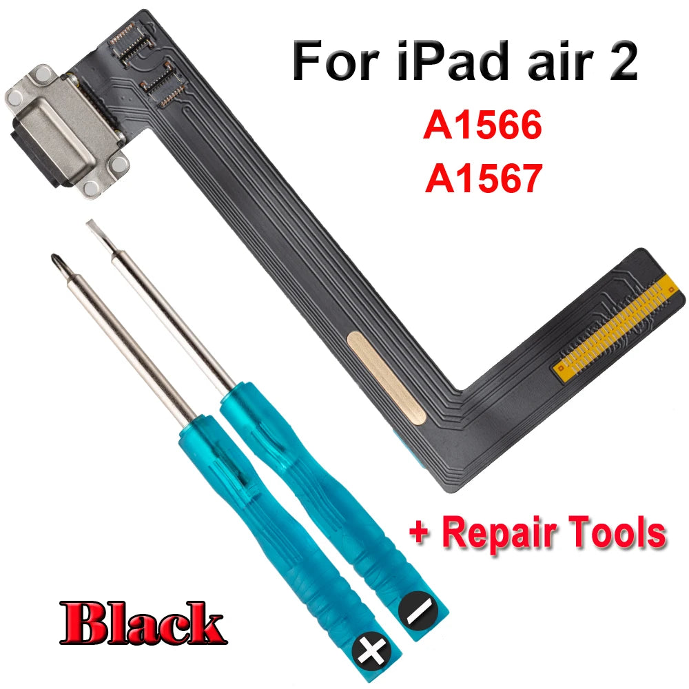 Charging Port Flex Screws For iPad 6 Air 2 A1566 A1567 USB Charger Port Dock Connector Plug Socket Jack Ribbon Replacement Parts iPad tablet repair parts