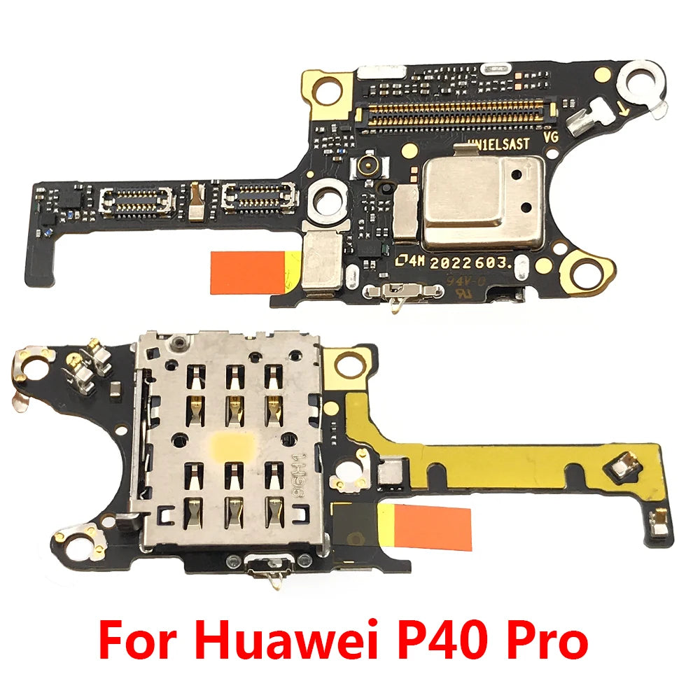 For Huawei P40 Pro SIM / SD Card Reader Holder Conecction Board With Microphone Flex Cable Huawei phone repair parts