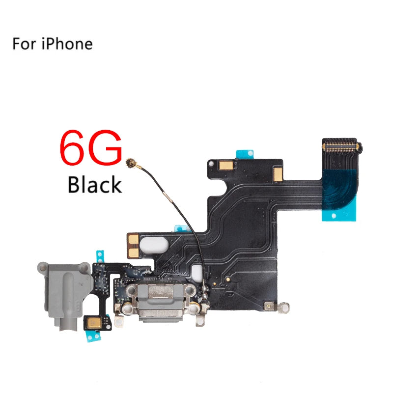 For iPhone 6G 6 6S Plus 5G 5C 5S SE Charging Port Dock Connector Headphone Audio Jack+ Microphone Flex Cable Replacement iPhone phone repair parts