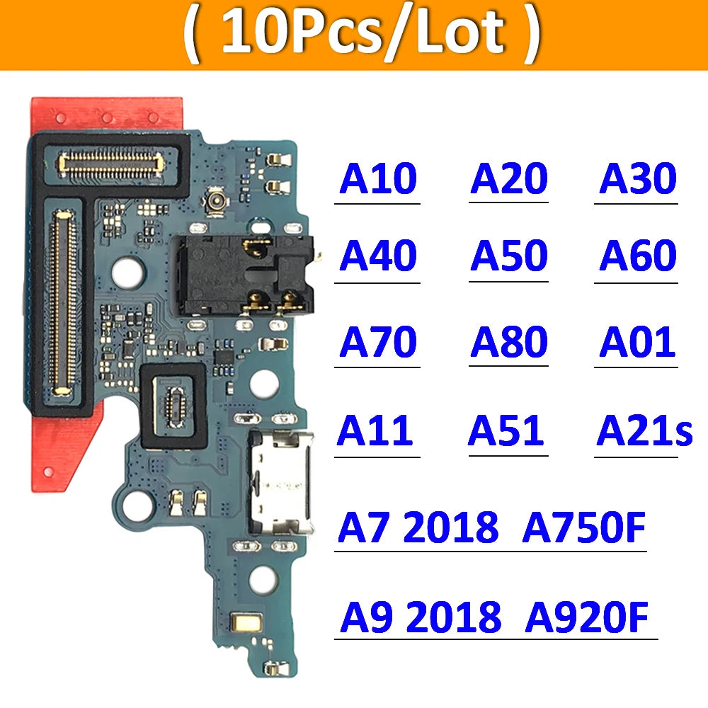 10Pcs USB Charging Dock Connector Board Flex Cable For Samsung A80 A70 A50 A40 A30 A20 A10 A11 A01 A21s A31 A51 A71 A30s A50s Samsung phone repair parts