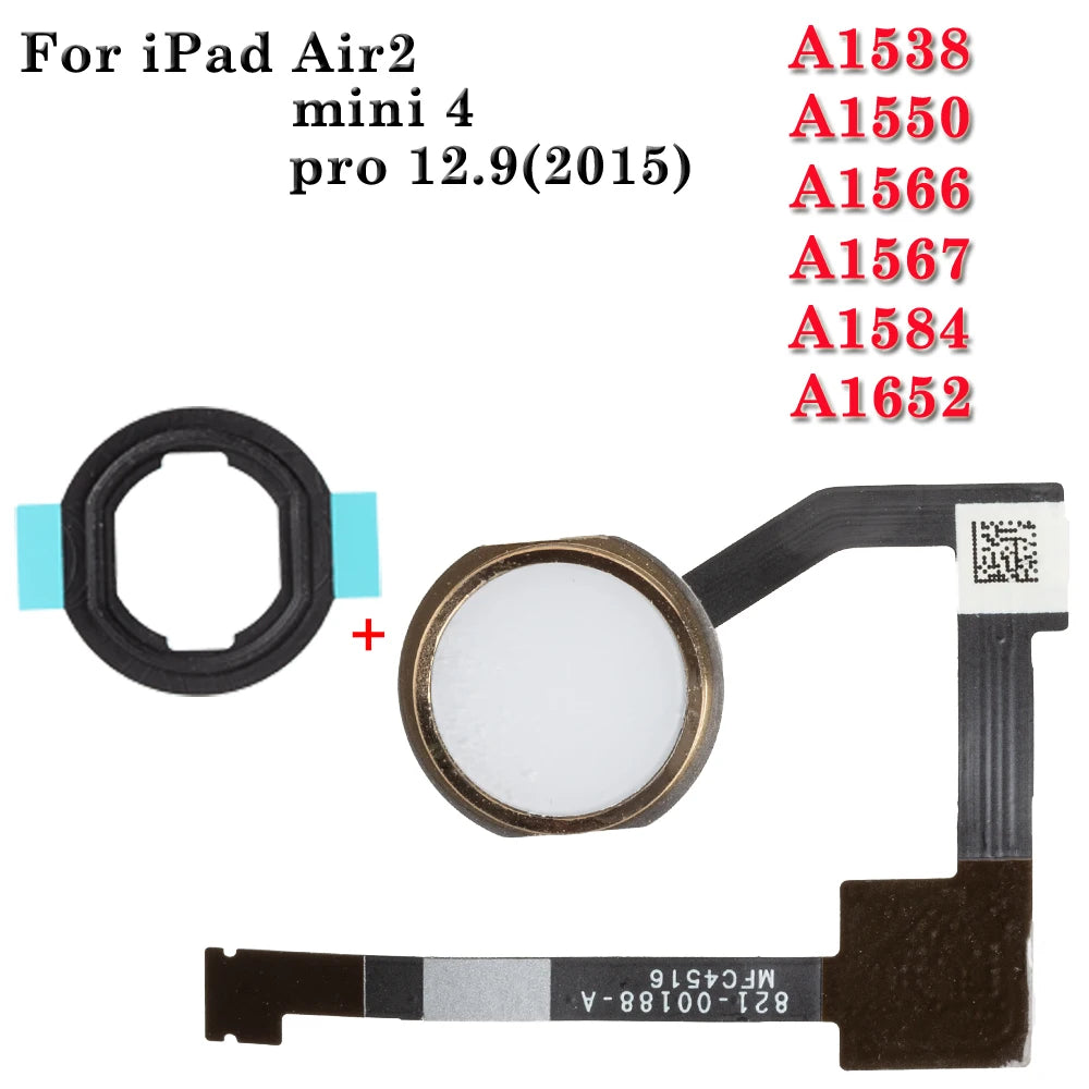 Home Button Flex Cable For iPad Mini 4  Air 2 pro 12.9 2015 A1538 A1550 A1566 A1567 A1584 A1652 Home Button + Plastic Gasket  iPad tablet repair parts