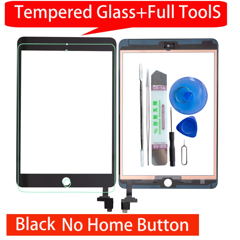 High Quality For iPad mini 3 Touch Screen Assembly Panel With Home Button And IC Connector A1599 A1600 +Tools+Tempered Glass  iPad repair parts