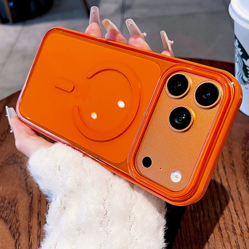 Transparent jelly magnetic suction for iPhone 17promax mobile phone case New iPhone16 women's large hole frame dopamine anti-drop protective case 15pro simple niche case Phone accessories