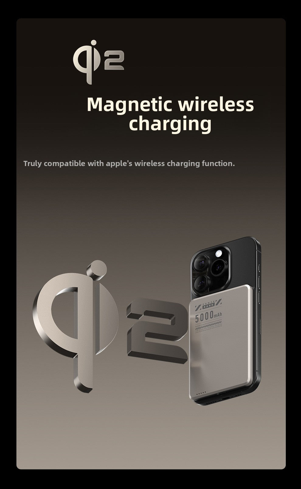 Ultra-thin Magsafe magnetic wireless power bank 5000mAh PD20W fast charging aluminum alloy compact mobile power supply