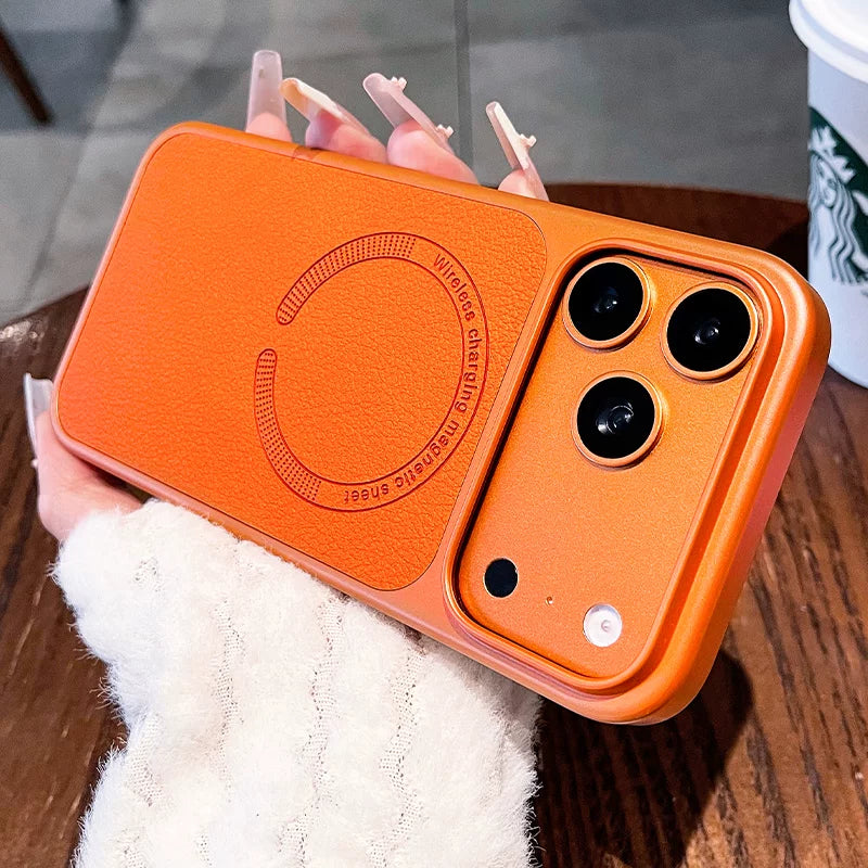 Instant Change for iPhone 17 Pro Max Case New iPhone 16 Protective Case Ultra-thin 15 Pro Lychee Leather Texture Full Coverage Shockproof Magnetic Women's Premium Soft Edge Hard Case Phone Accessories