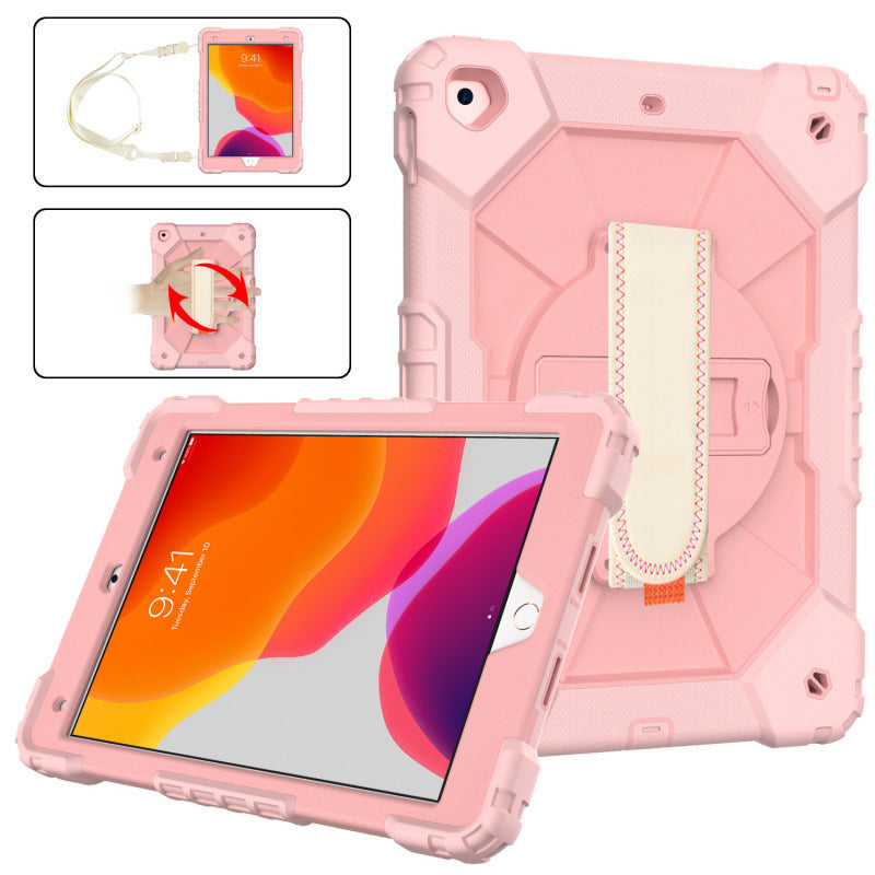 Applicable to iPad 10.2 inch tablet silicone cover iPad9th generation 8th generation 7th generation silicone portable rotating bracket protective case protective Accessories