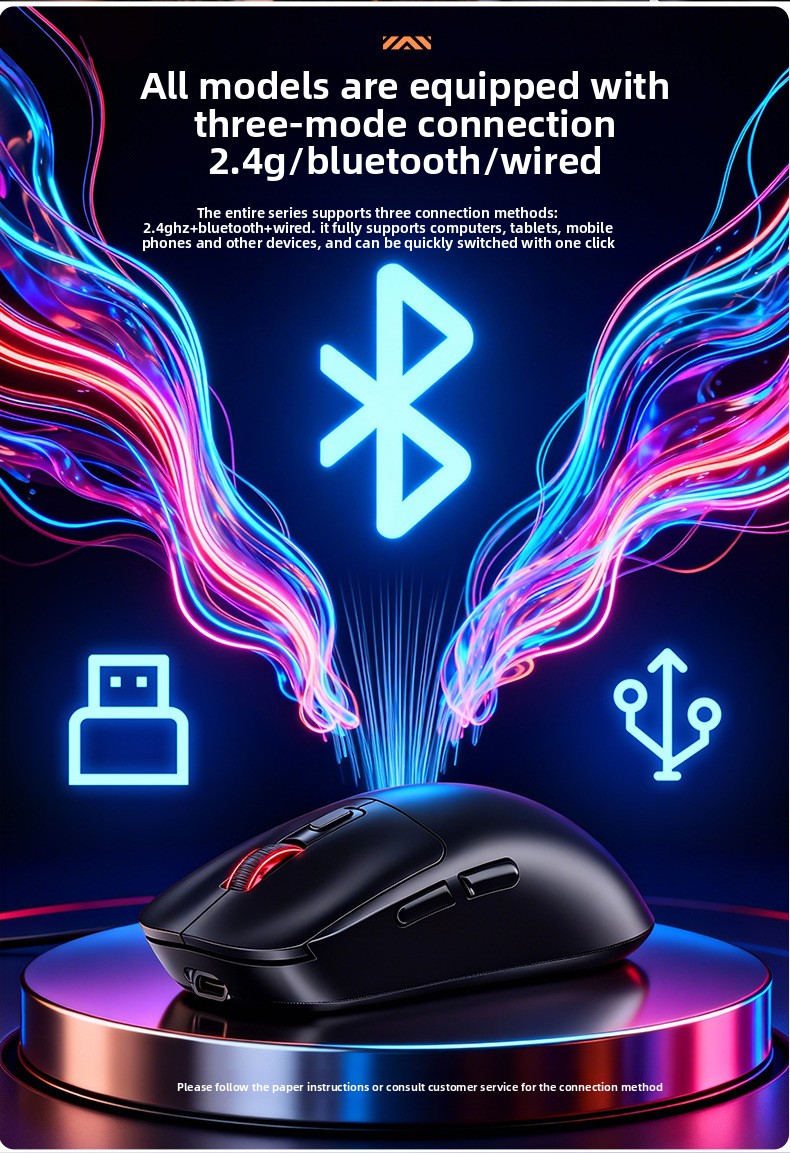 Silver Diao GI9 wireless three-mode lightweight Bluetooth mouse game e-sports desktop computer RGB wired