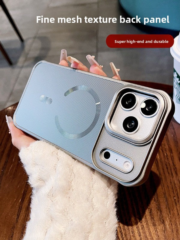 Frosted mesh Magnetic suction For iPhone 17promax mobile phone case New iPhone18Pro skin feel non-slip all-inclusive anti-drop 16Pro strong magnetic adsorption men's and women's shell Phone Accessories