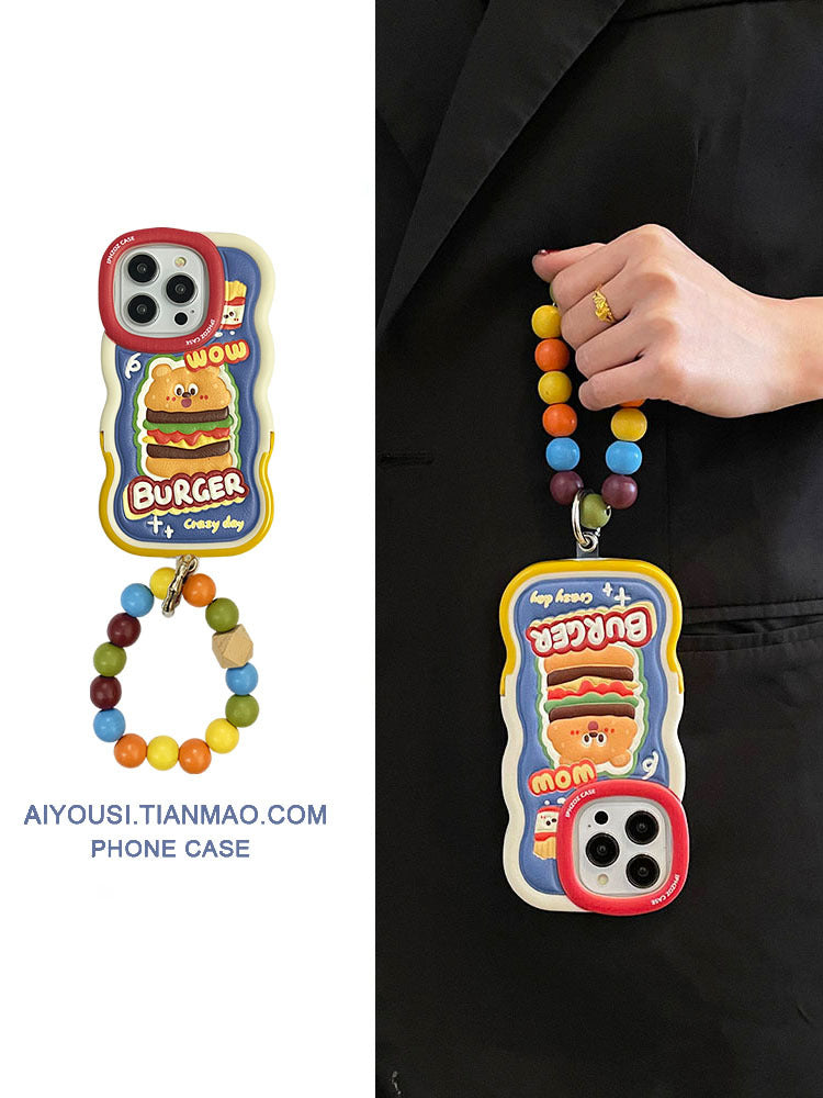 Accessories Creative Leather Funny Burger for iPhone 14Promax Phone Case Apple 13 Trend 12 Japan Korea 11