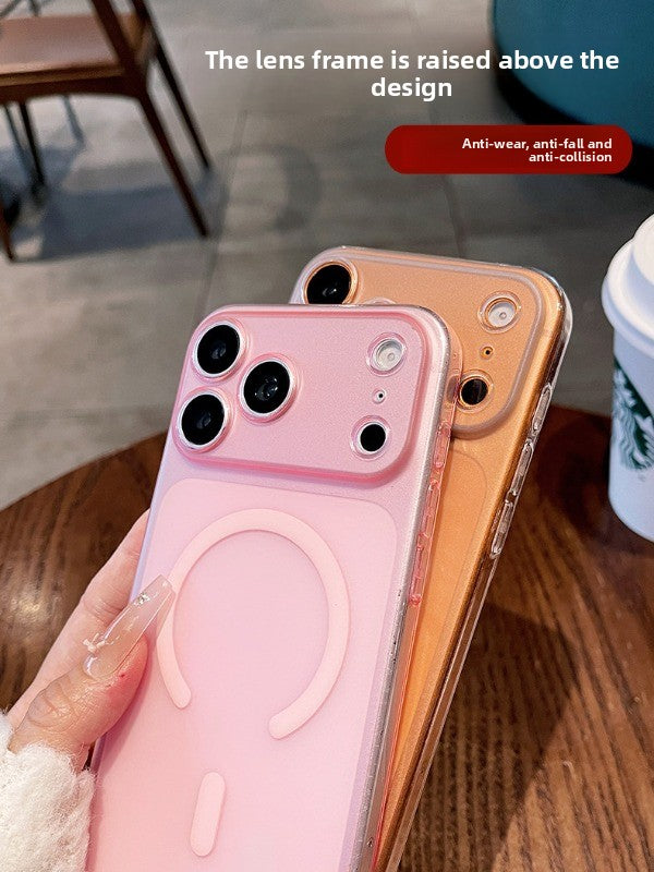 Ultra-thin ice mist magnetic suction for iPhone 17promax mobile phone case New iPhone16 skin matte fine hole all-inclusive protective case 15pro semi-transparent anti-drop case Phone accessories