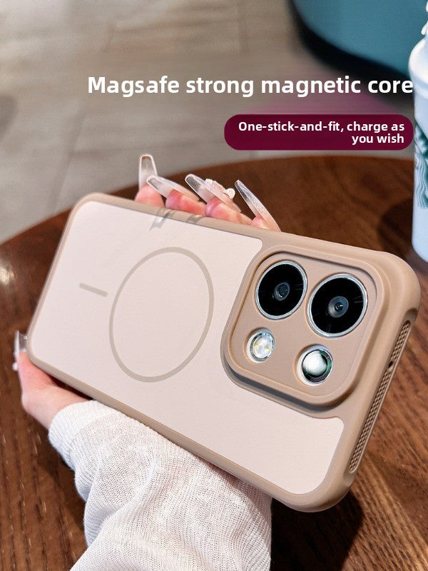 Contrast color heat dissipation Magnetic suction For OPPO Reno16pro mobile phone case New 15pro Strong magnetic adsorption Fine hole frame reno16 Side heat dissipation design Soft edge case Phone Accessories