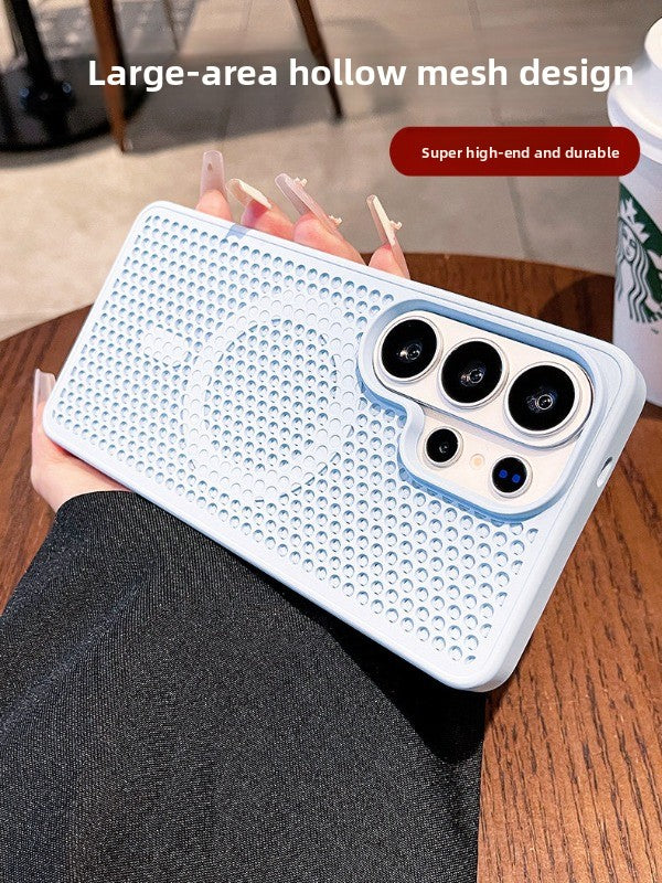 Heat dissipation magnetic suction for Samsung S26ultra mobile phone case New S26 + large area honeycomb mesh heat dissipation magnetic suction protective case S25ultra all-inclusive anti-drop male and female cases Phone accessories