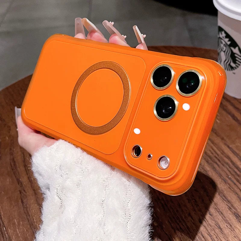 Airbag anti-drop magnetic suction for iPhone 17promax mobile phone case The new iPhone16 seconds becomes larger Windows with lens film Magnetic suction protective case 16pro Airbag anti-drop case Phone accessories