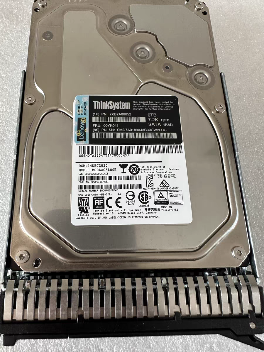 Lenovo SR550 Server Hard Disk 7XB7A00052 00YK041 6T 6TB SATA 3.5 7.2K Servicer