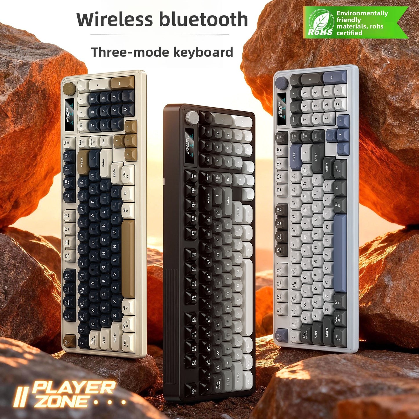 Silver Diao K10 wireless bluetooth three-mode gaming keyboard USB silent RGB wired office charging computer rohs
