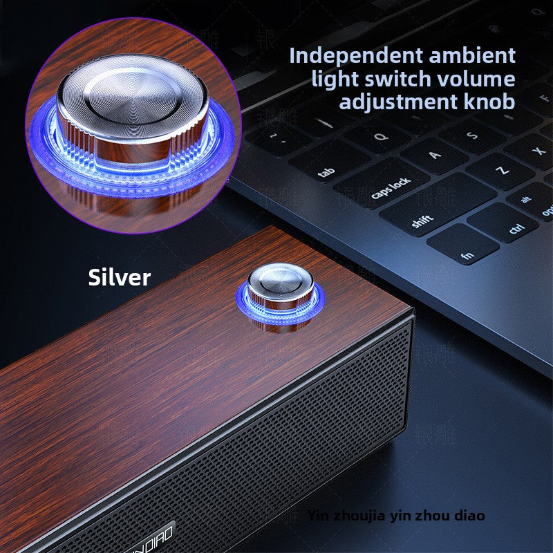Silver Diao A36 Wood Bluetooth Audio USB Smart Computer Speaker Subwoofer