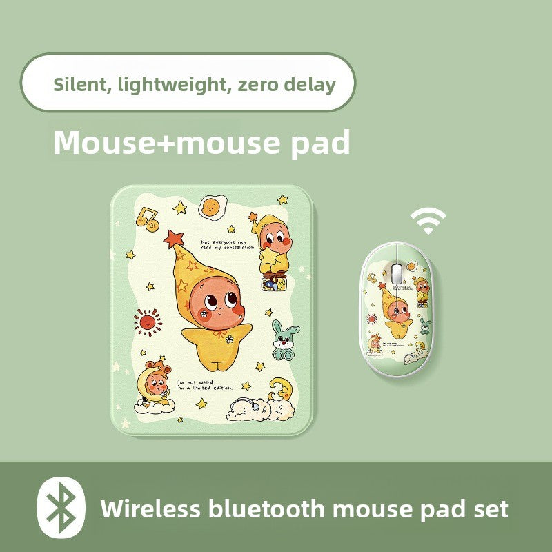 Bluetooth Keyboard Mouse Set For Apple Huawei Xiaomi Tablet PC External Notebook Wireless Silent Light 0 Delay Office Game iPad Charging Girls Cute Stars Tablet Accessories