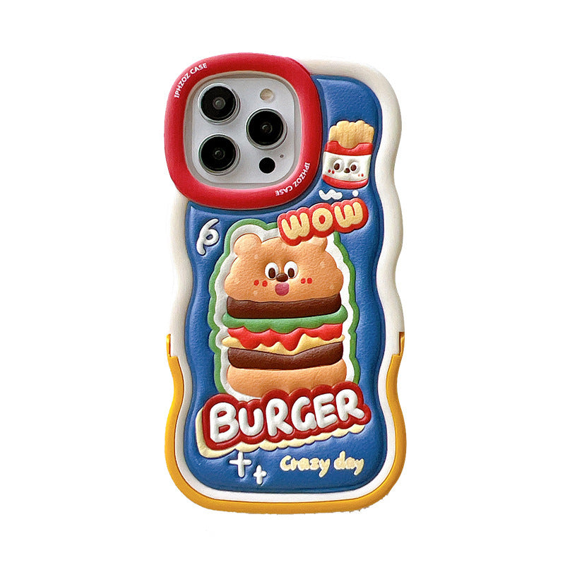 Accessories Burger expression invisible bracket for iPhone14 Apple 13 mobile phone case 12 new 11 anti-drop xsmax female x