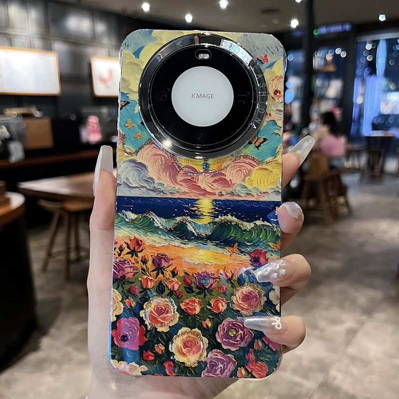 Accessories are suitable for Huawei mate60 Apple 15 series new shell elegant advanced creative sunset flower sea anti-drop all-inclusive new