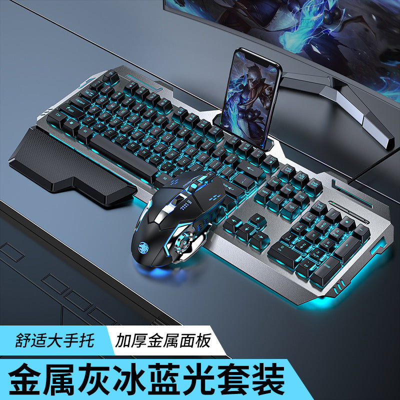 (Shipping fee not included) Cross-border mechanical tea shaft feel keyboard mouse earphone set laptop wired keyboard mouse e-sports game