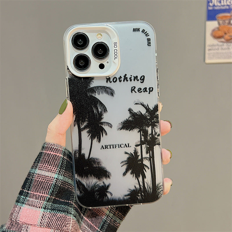 Accessories Niche Premium Induction Plating Coconut Tree for iphone14Promax iPhone 13 Case 11 Couple 12 Women