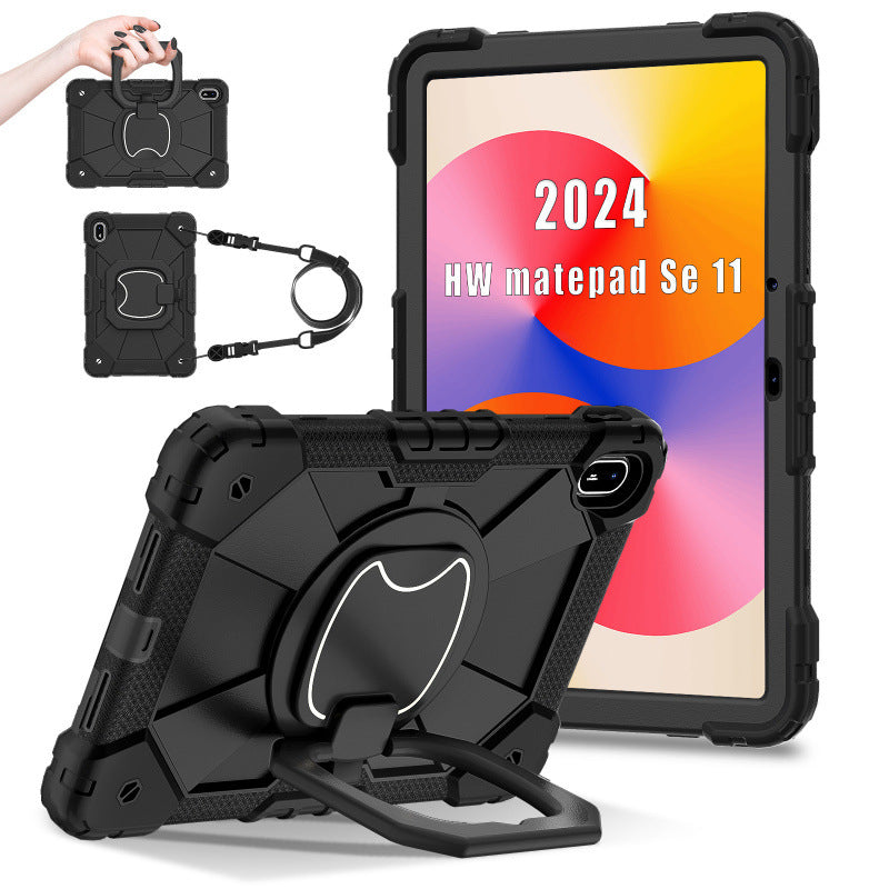 Applicable Huawei Matepad se 11 2024 three-proof silicone protective cover shoulder strap flat anti-drop bracelet bracket protective Accessories