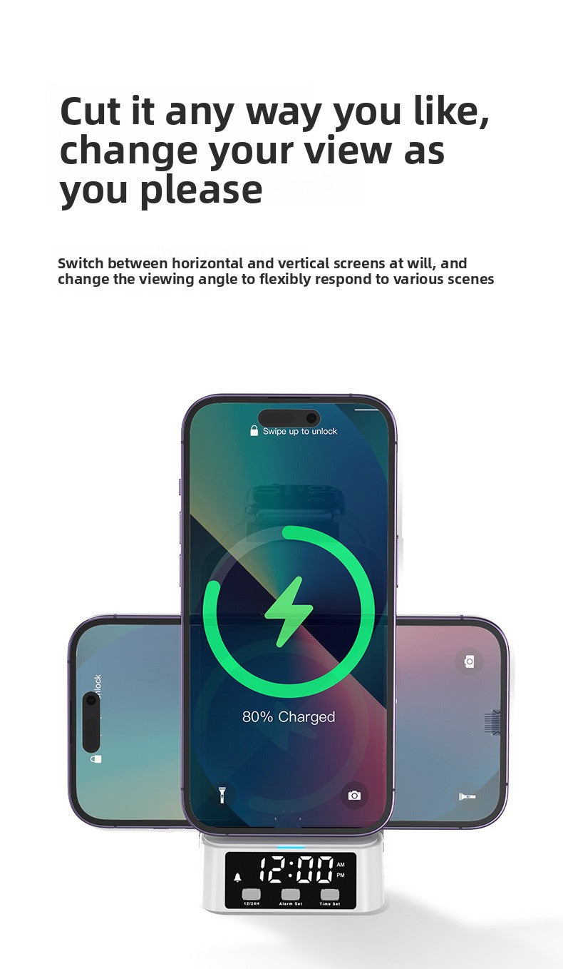 Wireless charger 3-in-1  desktop vertical clock wireless charging iwatch 8 multi-function base apple samsung