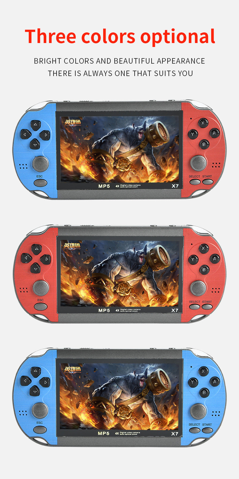 4.3" inch HD X7 special 15000 games Handheld Game joystick Player console retro arcade dual-joystick PSP handheld game console