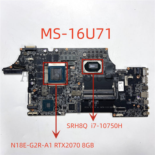 (Shipping fee not include)MSI 微星 MS-16U71 电脑 motherboard  system board i7-10750H N18E-G2R-A1 RTX2070 8GB