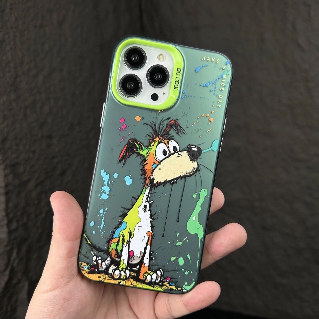 Accessories oil painting splash ink puppy apple 14/12/11/iPhone13Promax Internet celebrity tide 14Pro personalized mobile phone case