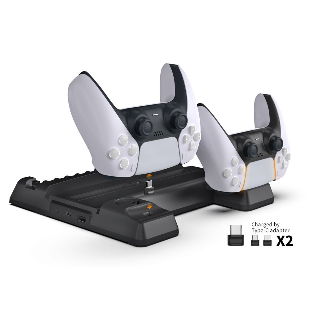 PS5 cooling fan bracket, seat charger PS5 host bracket, cooling base handle, double charging, all-in-one storage rack