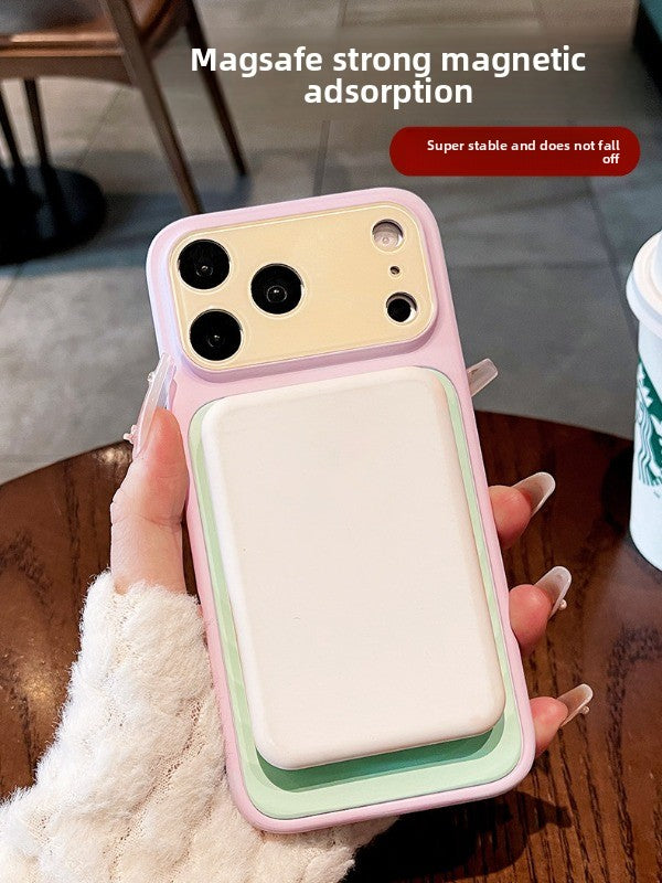 Contrast color ripple magnetic For iPhone 18promax mobile phone case New iPhone17 Macaron Contrast color ripple magnetic case 16pro Built-in magnetic suction women's case Phone Accessories