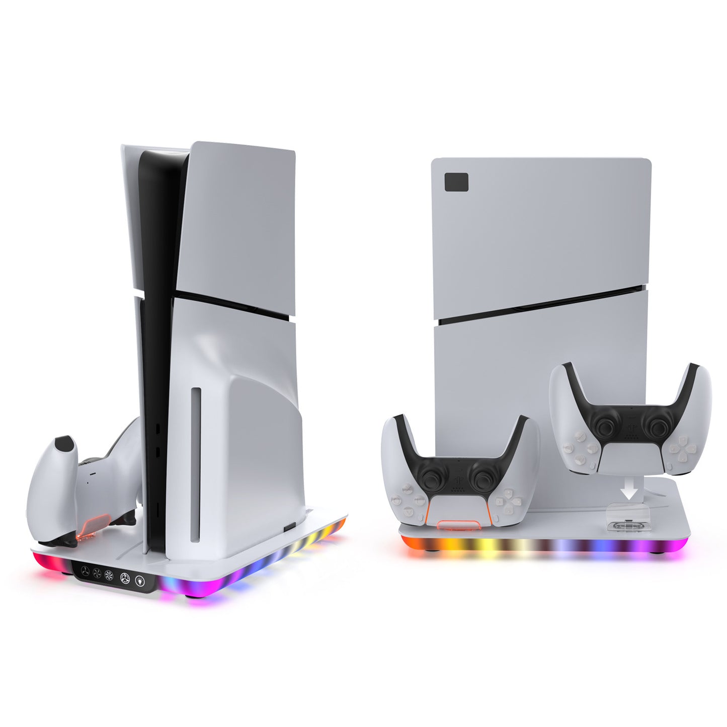 PS5/PS5 SLIM host RGB ambient light cooling fan charging base PS5 handle seat charging storage bracket