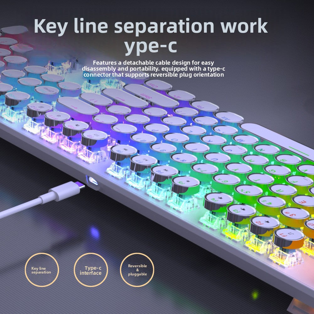 Steam Retro Punk Plated Knob Triple Mode Wireless RGB Wired Keyboard Mouse Mechanical Keyboard Computer Games