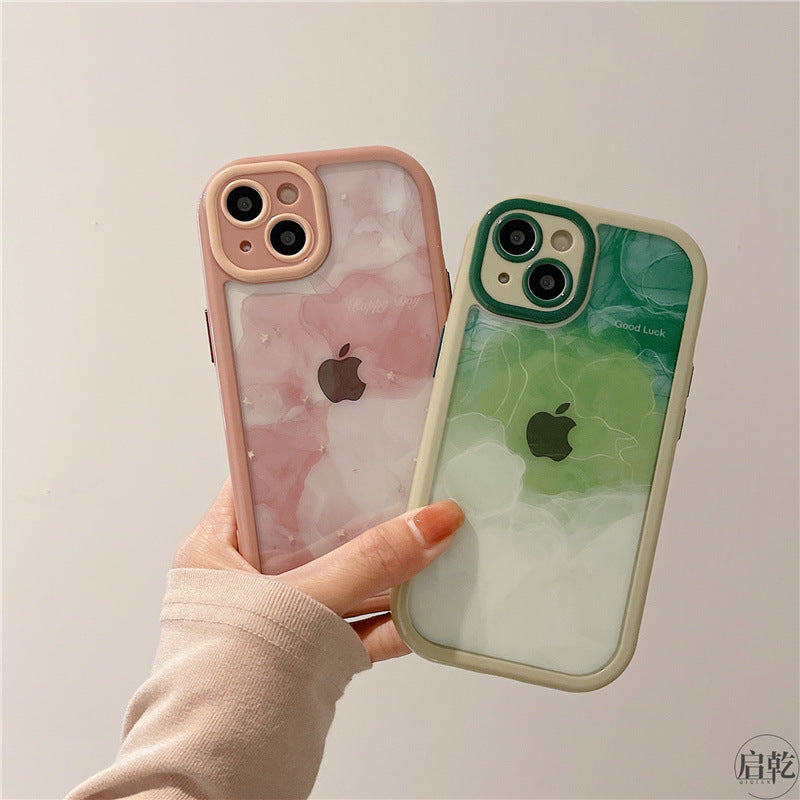 Accessories (Shipping fee not included) Art smudge water ripple iphone13 mobile phone case for Apple 13promax couple 12/11 niche high