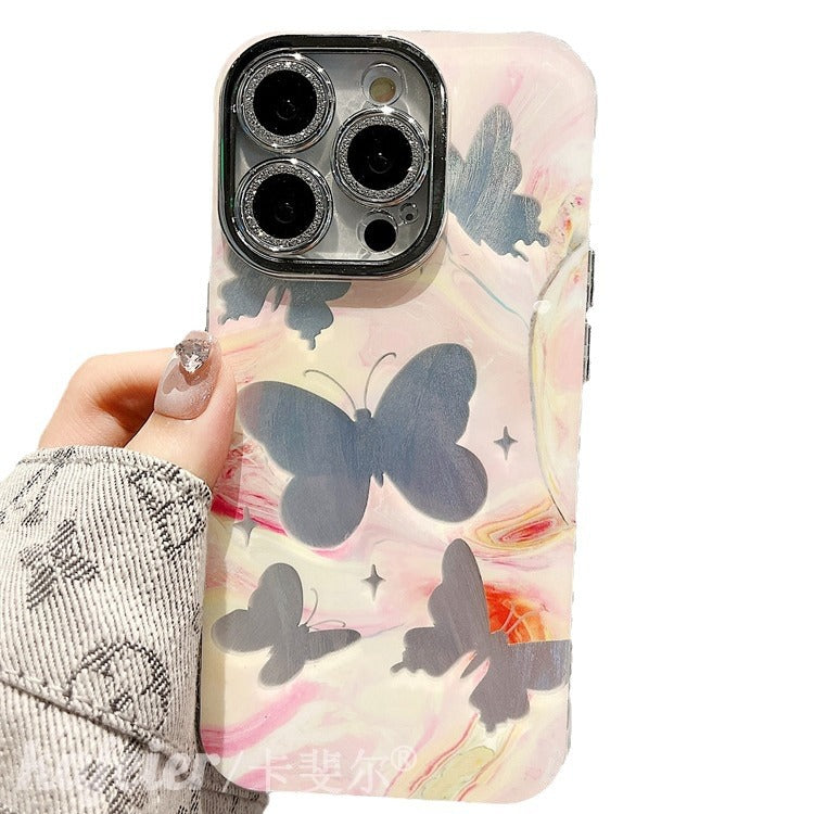 Accessories Superior sense aesthetic smudge feather butterfly bracelet iphone15pro max mobile phone case apple 14 new