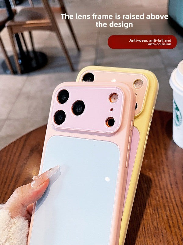 Ice glass magnetic suction For iPhone 18promax mobile phone case New iPhone17 dopamine contrasting splicing Built-in magnetic suction 16pro silicone soft edge women's case Phone Accessories