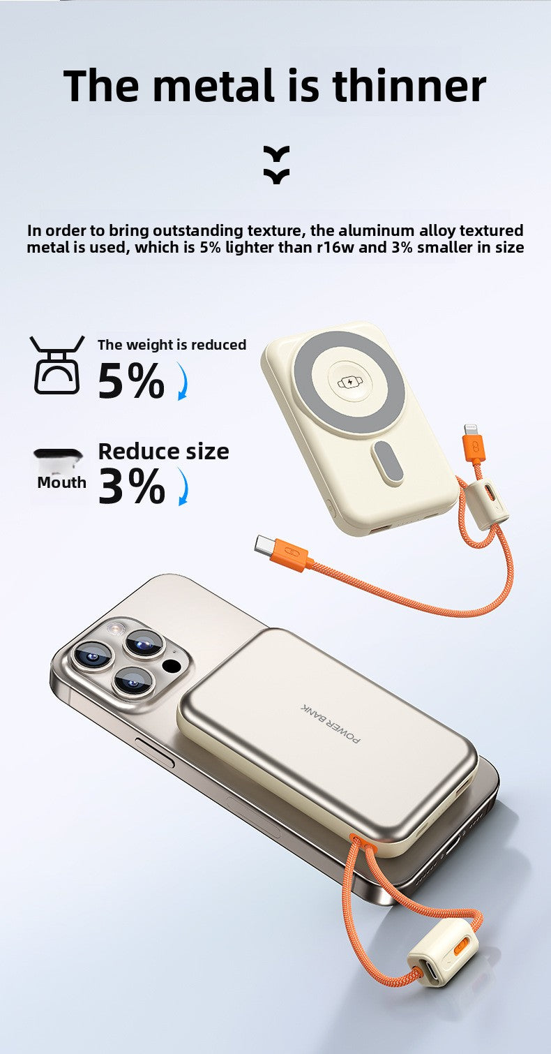 KC magnetic power bank 10000 mAh with its own cable ultra-thin watch earphones wireless fast charging power bank