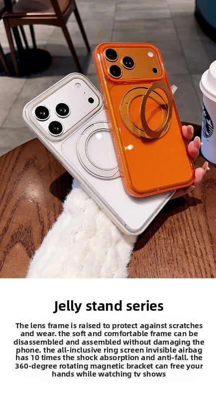Transparent jelly holder For iPhone 18promax mobile phone case New iPhone17 women's large hole frame dopamine anti-drop protective case 16pro simple niche case Phone Accessories