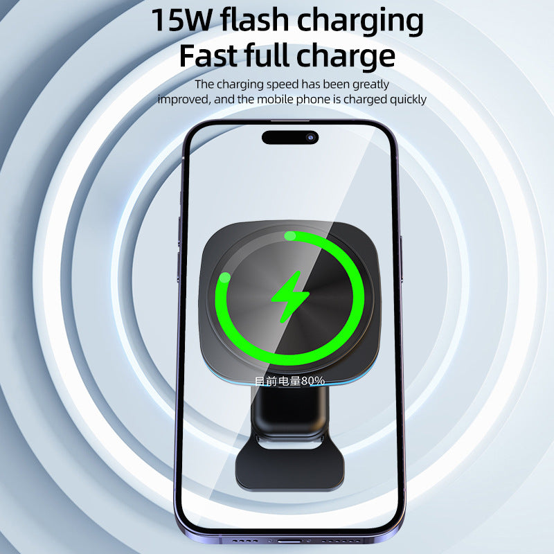 Car magnetic wireless charging 15w magnetic wireless charger, wireless magnetic attraction is suitable for Apple Android mobile phones