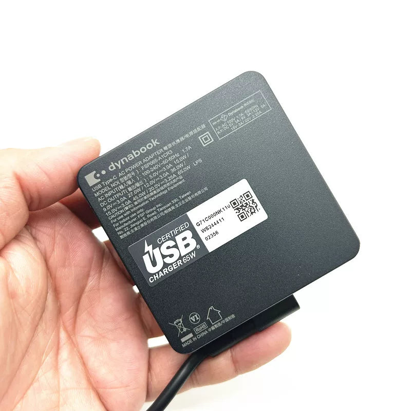 Genuine New Adapter FSP065-A1CR3 65W 20V 3.25A USB-C Type-C AC Adapter Charger For  Toshiba Dynabook T8, T7, T6, C8, C7 V8, V6, G8, G6, V83, G83 X6, P55, Z8, Z7, MJ64, RJ74 PA5352U-1ACA PAACA048 G71C000NK110 power supply Toshiba laptop repair parts