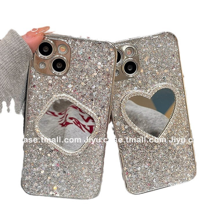 Accessories Luxury Flash Diamond Love Mirror Suitable for Apple 15promax Mobile Phone Case iphone14pro Premium 12pro