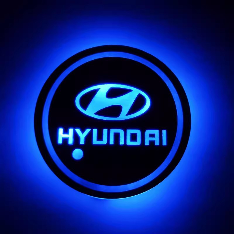 (Free shipping) Full brand Car LED light water coaster Colorful water coaster Car atmosphere light USB charging Non-slip mat