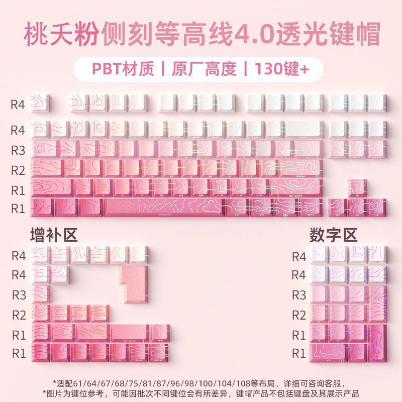 Side engraved keycap two-color character light transmission PBT original factory highly adapted mechanical keyboard keycaps full set