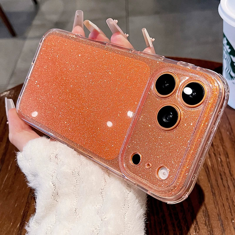 Glitter star airbag for iPhone 17promax mobile phone case new iPhone16 light luxury glitter transparent fine hole all-inclusive 15pro women's fresh flash case Phone accessories