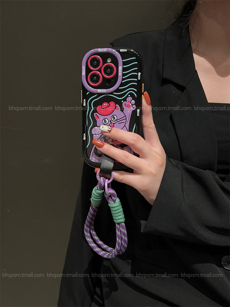 Accessories Lucky Cat Monster Earphone Bag for Apple 14promax mobile phone case iPhone13 crossbody anti-drop protective case