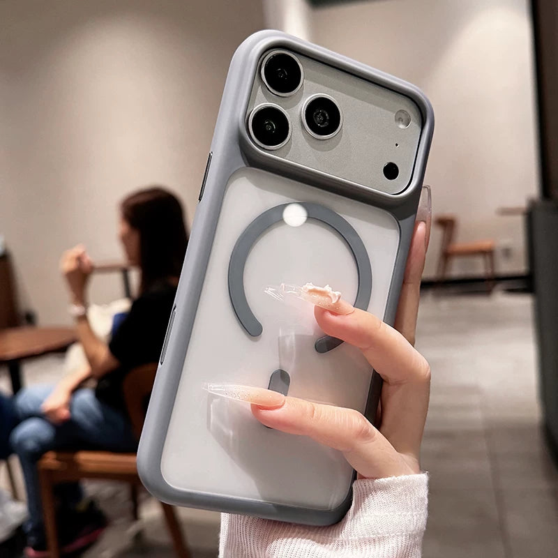 Ice transparent magnetic suction For iPhone 18promax mobile phone case new iPhone17 new color soft edge hard back ultra-thin 18pro strong magnetic adsorption 16 men's and women's simple shell Phone Accessories