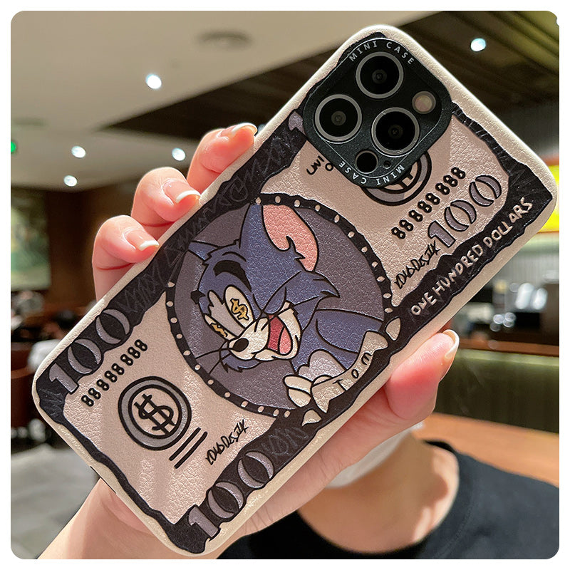 Accessories banknotes cat and mouse for iphone15 mobile phone case apple 14 silicone case 12pro max soft case 11